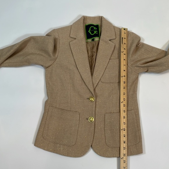 C. Wonder Wool Tweed Blazer Size 4 Tan With Hold Metallic Throughout EUC - Picture 6 of 10